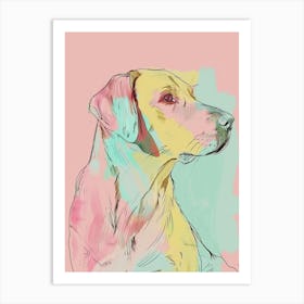Chesapeake Bay Retriever Dog Pastel Line Watercolour Illustration 3 Art Print