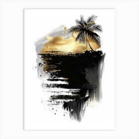 Black And Gold Palm Tree Art Print