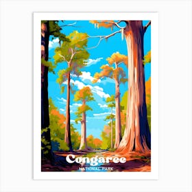 Congaree National Park Camping Modern Travel Illustration Art Print