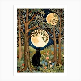 William Morris Black Cat In The Forest 11 Art Print