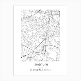 Terenure,Ireland Minimalist Map Art Print