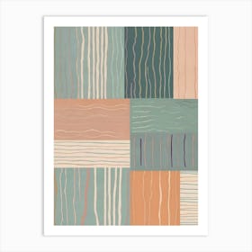 Abstract Pastel Squares and Lines Pattern Art Print