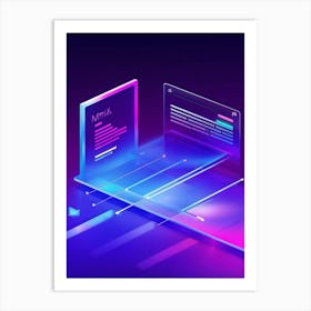 Abstract Navigation Arrows Digital Interface Design Fluid Lines Intersecting Gradient Colors Shif Art Print