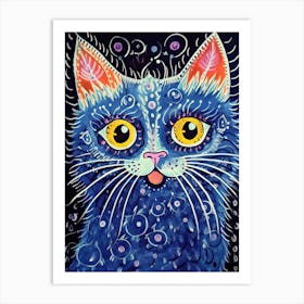 Louis Wain Blue Gothic Kaleidoscope Cat 7 Art Print