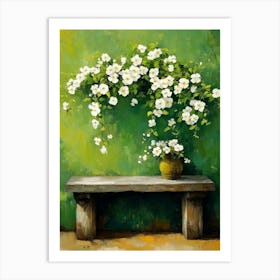 Bench With Flowers Art Print