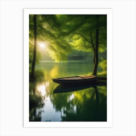 Boat In A Lake Art Print