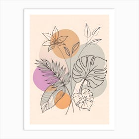 Tropical Leaves And Flowers 2 Art Print