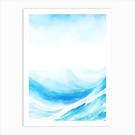 Blue Ocean Wave Watercolor Vertical Composition 55 Art Print