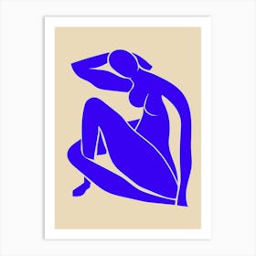 Blue Woman Sitting Art Print