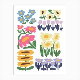 Set Of Flowers Vector Art Print