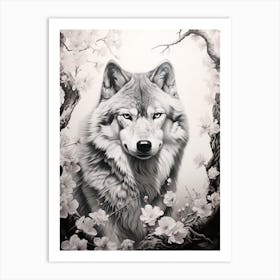 Honshu Wolf Chiaroscuro 2 Art Print
