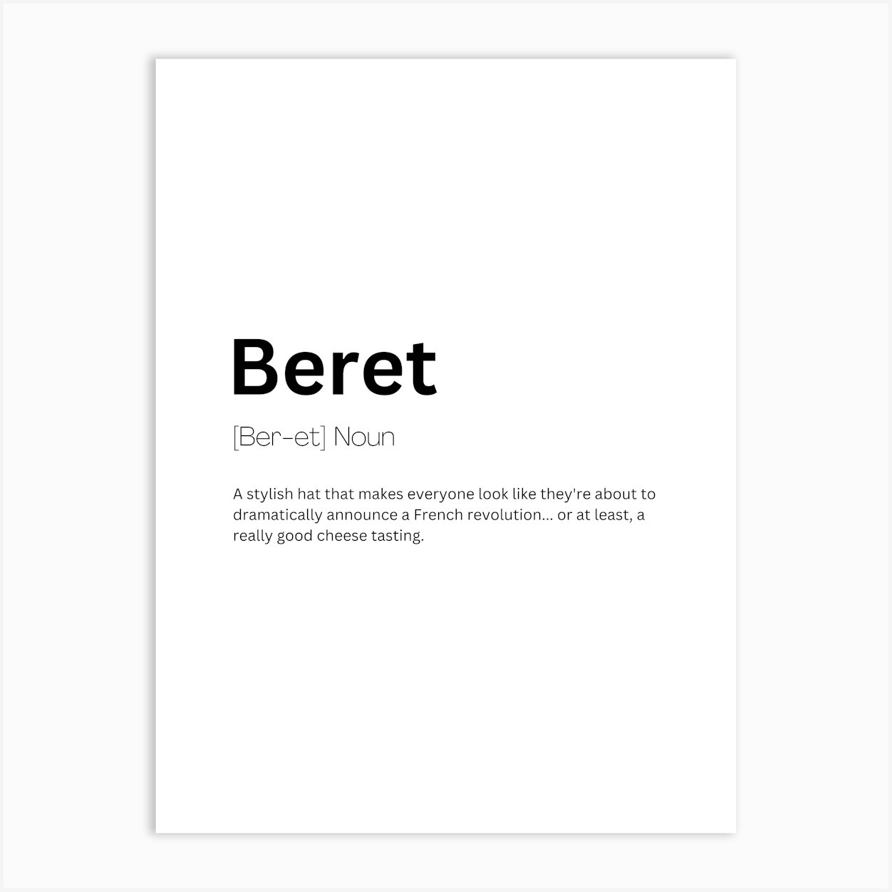 Beret Definition Meaning Art Print by Kaigozen