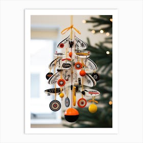 A Beautiful Christmas Tree With Ornaments Hanging 1 Art Print