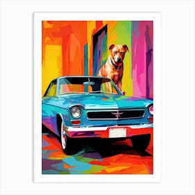 Dodge Charger Vintage Car With A Dog, Matisse Style Painting 0 Art Print