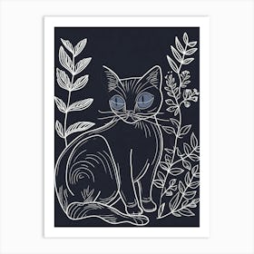 Ojos Azules Cat Minimalist Illustration 1 Art Print