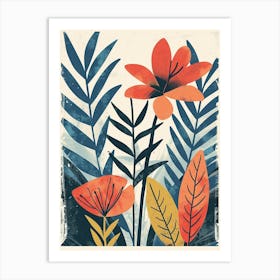 Botanical Tropical Leaves Groovy 22 Art Print