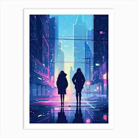 Neon city art Art Print