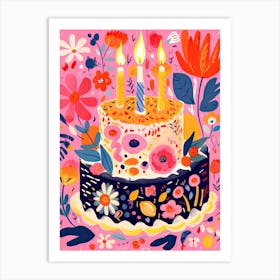 Birthday Cake Illustration 3 Art Print