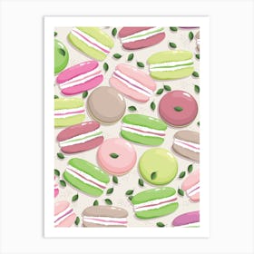 Macaron And Blueberry Leaves Art Print