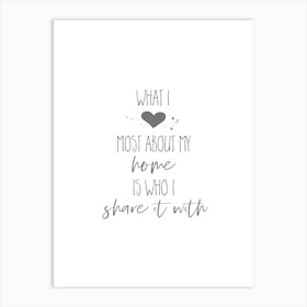 What I Love Most About My Home Art Print