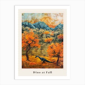 Dinosaur In An Autumnal Meadow Poster Art Print