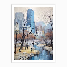 Winter City Park Painting Cheonggyecheon Park Seoul 2 Art Print