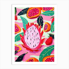 Dragon Fruit Fruit Summer Illustration 2 Art Print