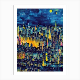 New York City At Night Art Print