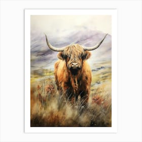 Highland Cow Under The Cloudy Sky 4 Art Print