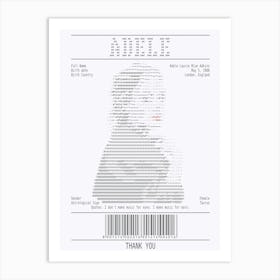 Receipt Art Adele 1 Art Print