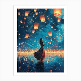 Lanterns In The Sky Art Print