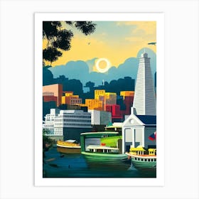 Port Of Ho Chi Minh City Vietnam Vintage Poster harbour Art Print