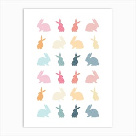 Rainbow Easter Bunnies Poster