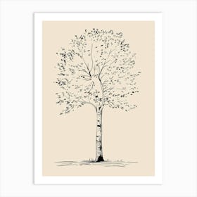Birch Tree Minimalistic Drawing 4 Art Print