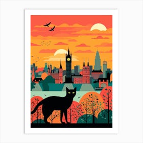 London, United Kingdom Skyline With A Cat 4 Art Print