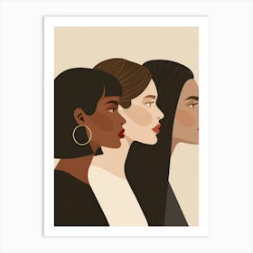 Three Women In A Row Art Print