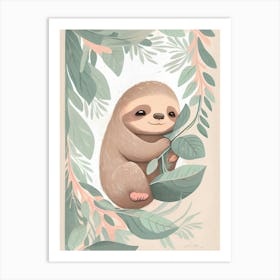 sloth hugging tree Art Print