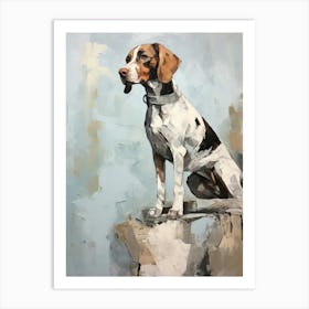 Pointer Dog, Painting In Light Teal And Brown 1 Art Print