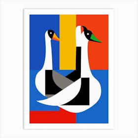 Swans Abstract Pop Art 2 Art Print