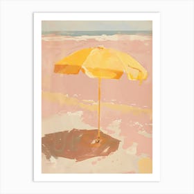 Yellow Umbrella On The Beach Art Print