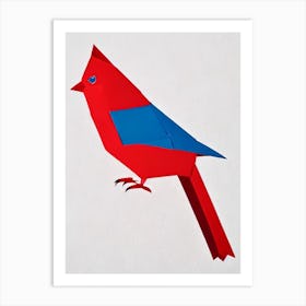 Northern Cardinal Origami Bird Art Print