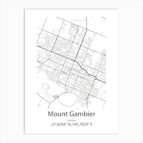 Mount Gambier,Australia Minimalist Map Art Print