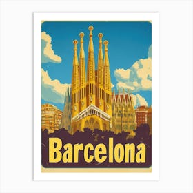 Aihrgdesign A Vintage Travel Poster Of Barcelona 2 Art Print