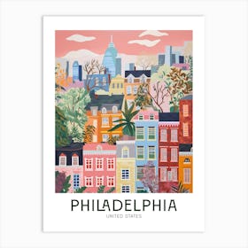 Philadelphia, United States Maximalist Travel Poster Vibrant Colour  Art Print