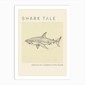 Smallscale Cookiecutter Shark Vintage Illustration 4 Poster Art Print