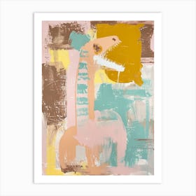 Muted Peach Pastels Dinosaur Art Print