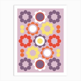 Abstract Retro Flowers Art Print