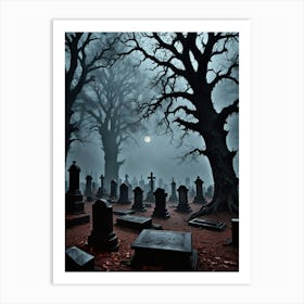 Cemetery at Midnight Art Print