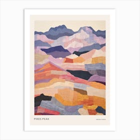 Pikes Peak United States 2 Colourful Mountain Illustration Poster Art Print