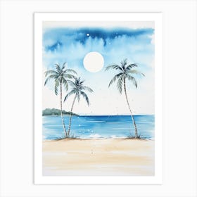 Watercolour Of Whitehaven Beach   Queensland Australia 1 Art Print